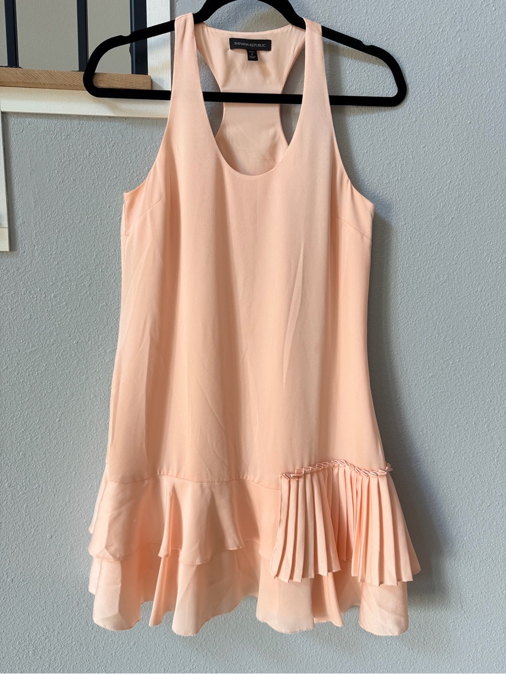Banana Republic Peach Drop Waist Pleated Ruffle Mini Dress 2 Petite